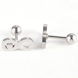 Stainless Steel Ear Plugs Ear Studs Infinity Heart Silver 5x11x2mm 1mm Z350