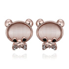 Rose Gold Plated Earrings Stud Push Back Bear 1.08"  L315