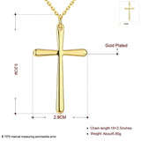 Yellow Gold Plated Necklace Women's Pendant Cross 20 Inches 1MM Lobster B139