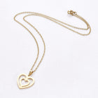 Stainless Steel Set Earring Pendant Necklace Heart Gold 18" P803