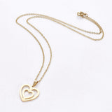 Stainless Steel Set Earring Pendant Necklace Heart Gold 18" P803