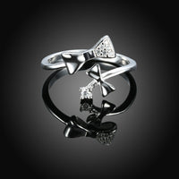 Sterling Silver Plated Fashion Resizable Ring AAA Zirconia Women Heart B419