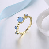 Brass Finger Rings with Opalite Size 9 Gold 18.9mm  P676