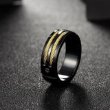 Stainless Steel Band Fashion Ring Gold Men's Unisex Double Cable B458