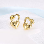 Yellow Gold Plated Earrings Heart Stud Push Back Clasp L495