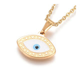 Stainless Steel Enamel Pendant Necklace Lobster Horse Evil Eye Gold 17.5" A249