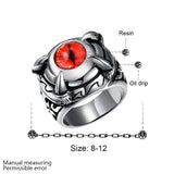 Stainless Steel Gothic Biker Tribal Ring Black Red Men's Unisex Evil Eye B227