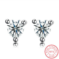 Sterling Silver Earrings  Stud AAA Zirconia  Push Back Clasp L743