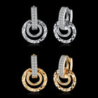 Yellow Gold Platinum Plated Earrings Drop Dangle Zirconia  Latch Back Clasp L578