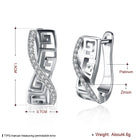 Platinum Plated Earrings Hoop Huggies AAA Zirconia Latch Back Clasp L546