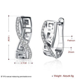 Platinum Plated Earrings Hoop Huggies AAA Zirconia Latch Back Clasp L546