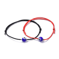 Handmade Nylon Thread Bracelet Handmade Evil Eye Black Red Adjustable 2PCS Z127