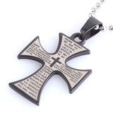 316L Stainless Steel Pendant  0.94X1.29 Inch Cross Bible Necklace 22" B87