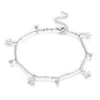 304 Stainless Steel Charm Anklet Butterfly Bracelet Silver Color 9" 2mm A54