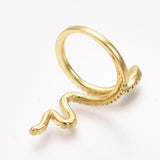 Brass Micro Pave Cubic Zirconia Cuff Ring Snake Size 6 Adjustable 16mm P443