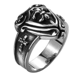 Stainless Steel  Biker Tribal Ring Black Men's Unisex Cross Fleur De Lis B197