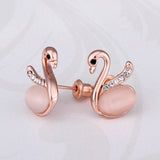 Rose Gold Cateye Zirconia Drop Stud Earrings L98