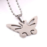 316L Stainless Steel Pendant Butterfly  Silver Necklace 22" B47