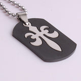 Stainless Steel Pendant  0.85X1.34 Inch Cross Fleur De Lis Necklace 22" B110