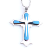 316L Stainless Steel Pendant 1.77X2.45 Inch Jesus Cross  Necklace 22"" B103