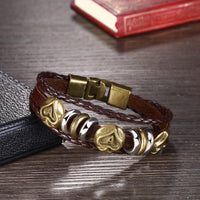 Leather Bracelet Handmade 7.5 Inches 17MM Hook L492