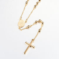 Stainless Steel Pendant Necklaces Rosary Bead Necklaces Gold 24.96"  P667