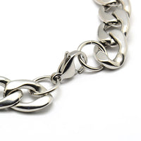 Stainless Steel Curb Twisted Chain Bracelet Lobster Silver Color 8.6" 12mm A152