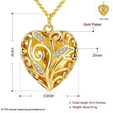 Yellow Gold Plated Necklace Pendant Heart Zirconia 19 Inches 1MM Lobster B133