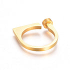 304 Stainless Steel Finger Rings Flat Round Gold Size 7 17mm  A41