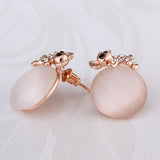 Rose Gold Zirconia Drop Stud Earrings L93