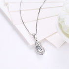 Sterling Silver Necklace Pendant Drop AAA Zirconia 18" 1MM Lobster Clasp B408