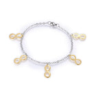 304 Stainless Steel Charm Bracelet Lobster Infinity Gold Silver 7.8" 2.5mm A75