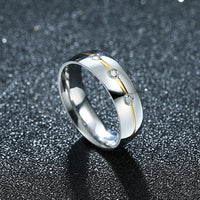 Stainless Steel Band Fashion Wedding Ring AAA Zirconia Men's Unisex B470