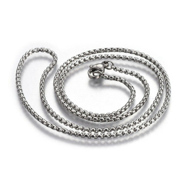 304 Stainless Steel Box Chain Necklaces Lobster Clasp Silver 19" To 31" P662