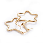 Stainless Steel Hoop Earrings Geometrical Star Gold 34x30x2mm Pin 0.7x1mm  P603