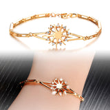 Gold Plated Bracelet Flower AAA Cubic Zirconia Women' Spring Ring Clasp G116