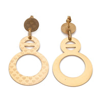 Stainless Steel Dangle Stud Earrings Laser Cut Gourd Gold 62mm 0.8mm Z336
