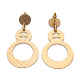 Stainless Steel Dangle Stud Earrings Laser Cut Gourd Gold 62mm 0.8mm Z336