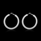 Sterling Silver Plated Hoop Pierced Earrings 1.8" Inches L100
