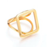 304 Stainless Steel Finger Rings Square Gold Size 7 17mm  A24