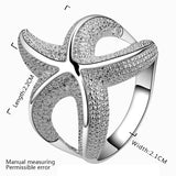 Sterling Silver Plated Fashion Ring Women Starfish B368