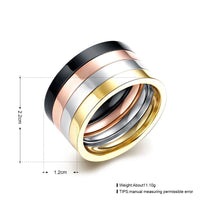 Stainless Steel Band Wedding Ring Black Rose Gold Silver Women B425