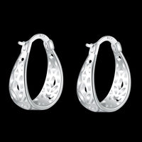 Sterling Silver Plated  Earrings Hoop Hinged Hoop .72" L374