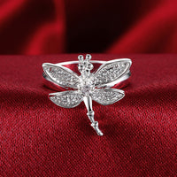 Sterling Silver Plated Fashion Ring Women Dragonfly B352