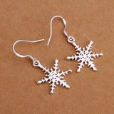 Sterling Silver Plated Chandelier Snowflake Hoop Pierced Earrings L156