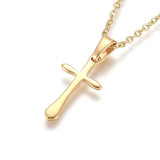 Stainless Steel Pendant Necklace Chain Lobster Religion Cross Gold 17.5" A229