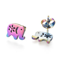 Stainless Steel Stud Earrings Earring Backs Elephant 7.5x10mm Pin: 0.7mm A170