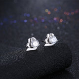 Sterling Silver Plated  Earrings  Stud AAA Zirconia  Push Back Clasp L800