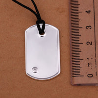 Sterling Silver Plated Necklace Pendant Tag Zirconia Adjustable Slide Clasp B66