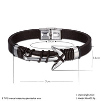 Stainless Steel Leather Bracelet 8 Inches 30MM Hook L338